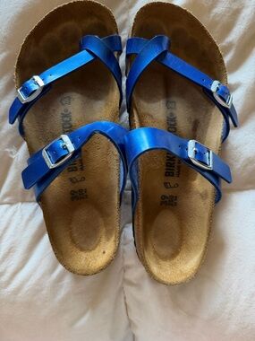 Birkenstock Metallic Blue Double-Strap Sandals